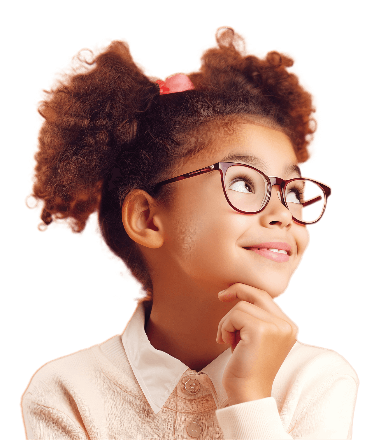 young girl looking up